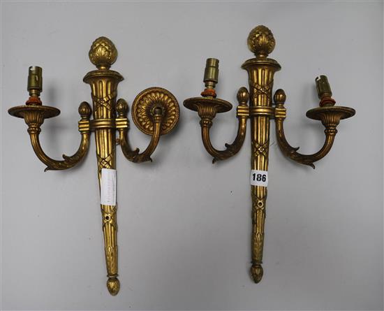 A pair of French two branch sconces